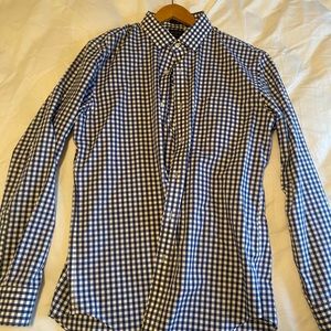 J.Crew Long Sleeve Button Up Men’s Shirt - Blue and White Large
